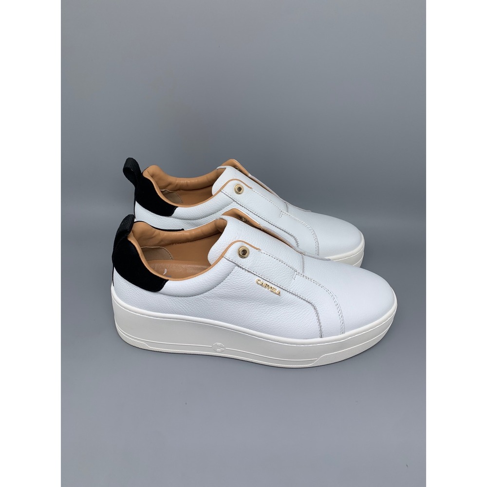Carvela White Leather Platform Slip On Sneakers 0820 Women's Sz 8.5 Nwt